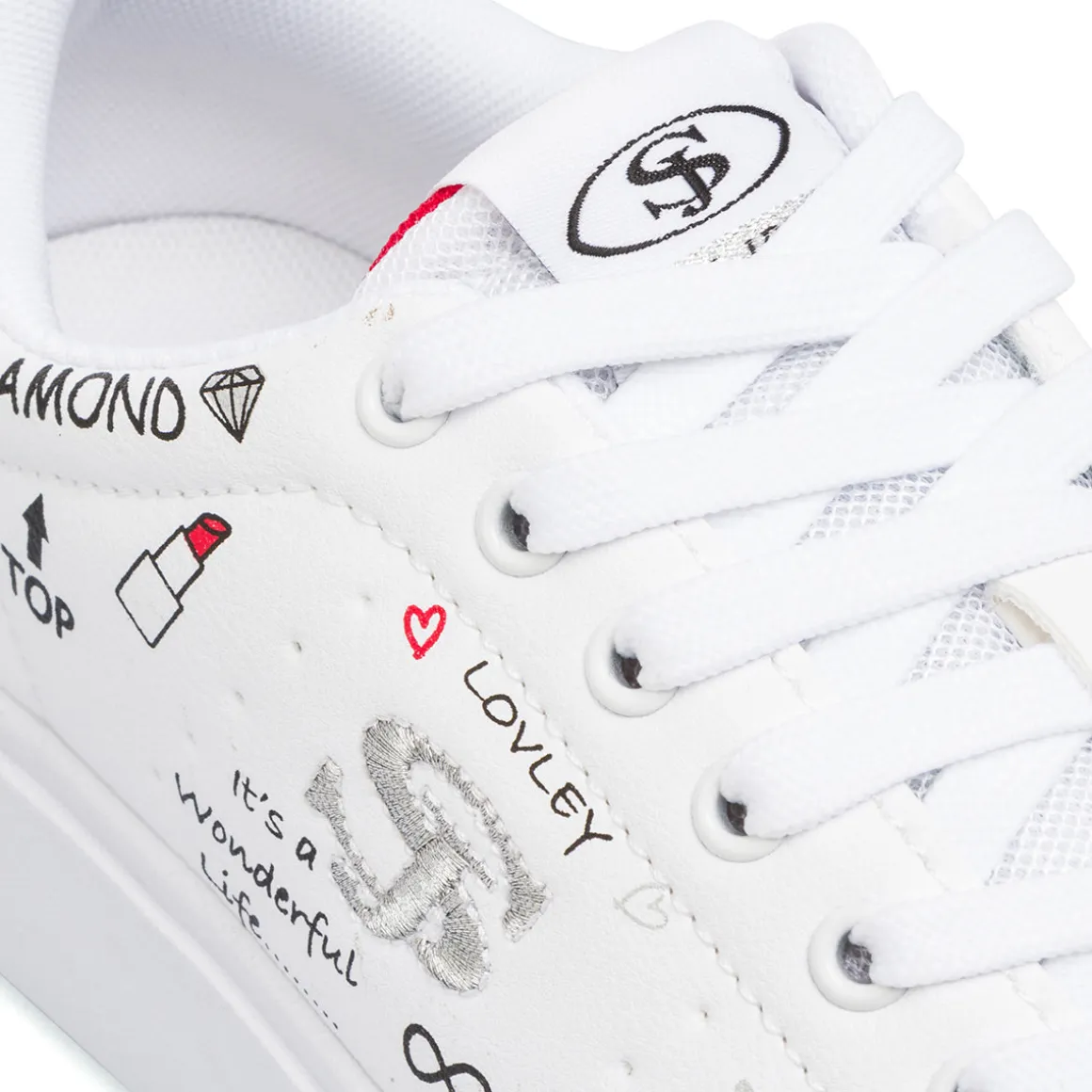 Sneakers da donna bianche con stampe Swish Jeans