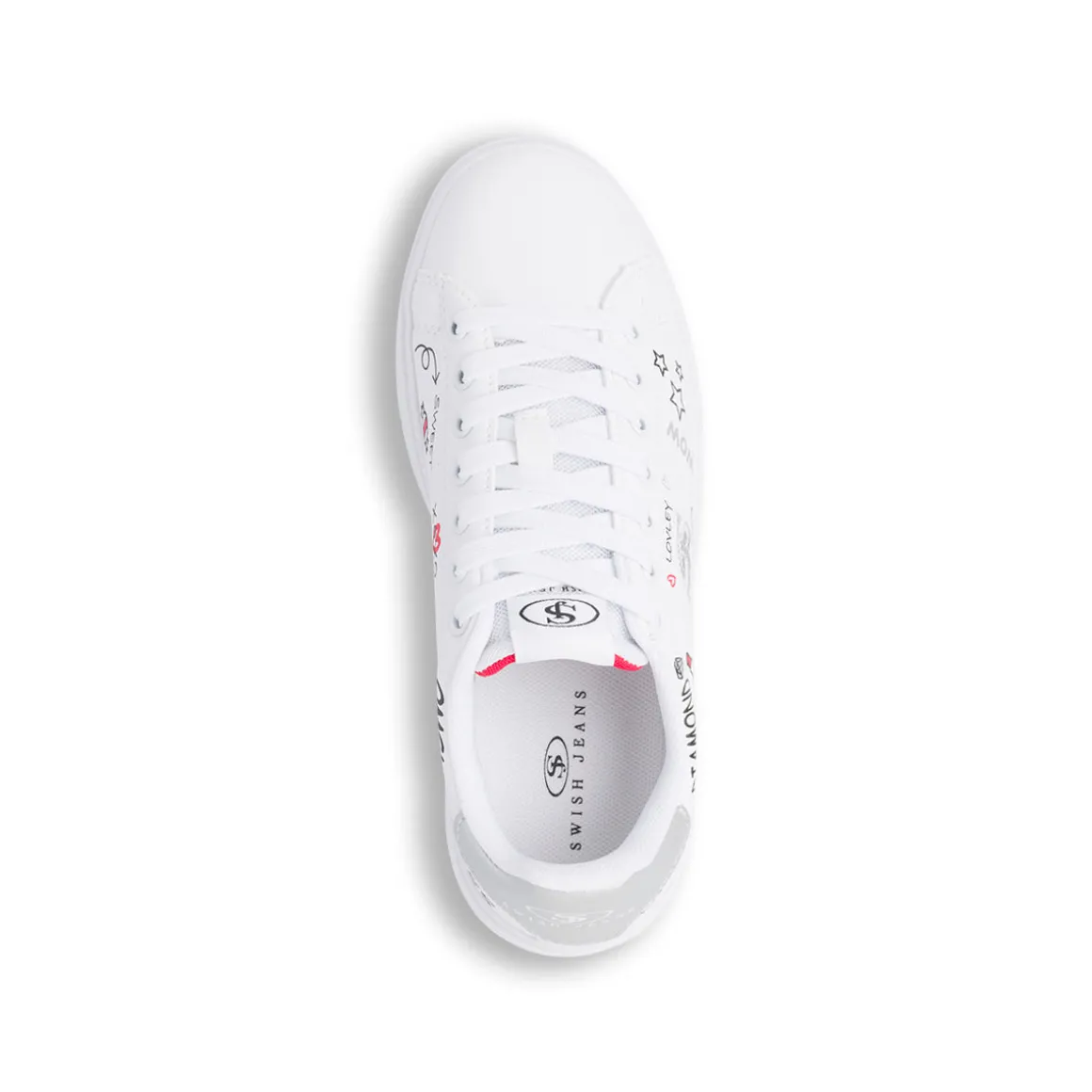 Sneakers da donna bianche con stampe Swish Jeans