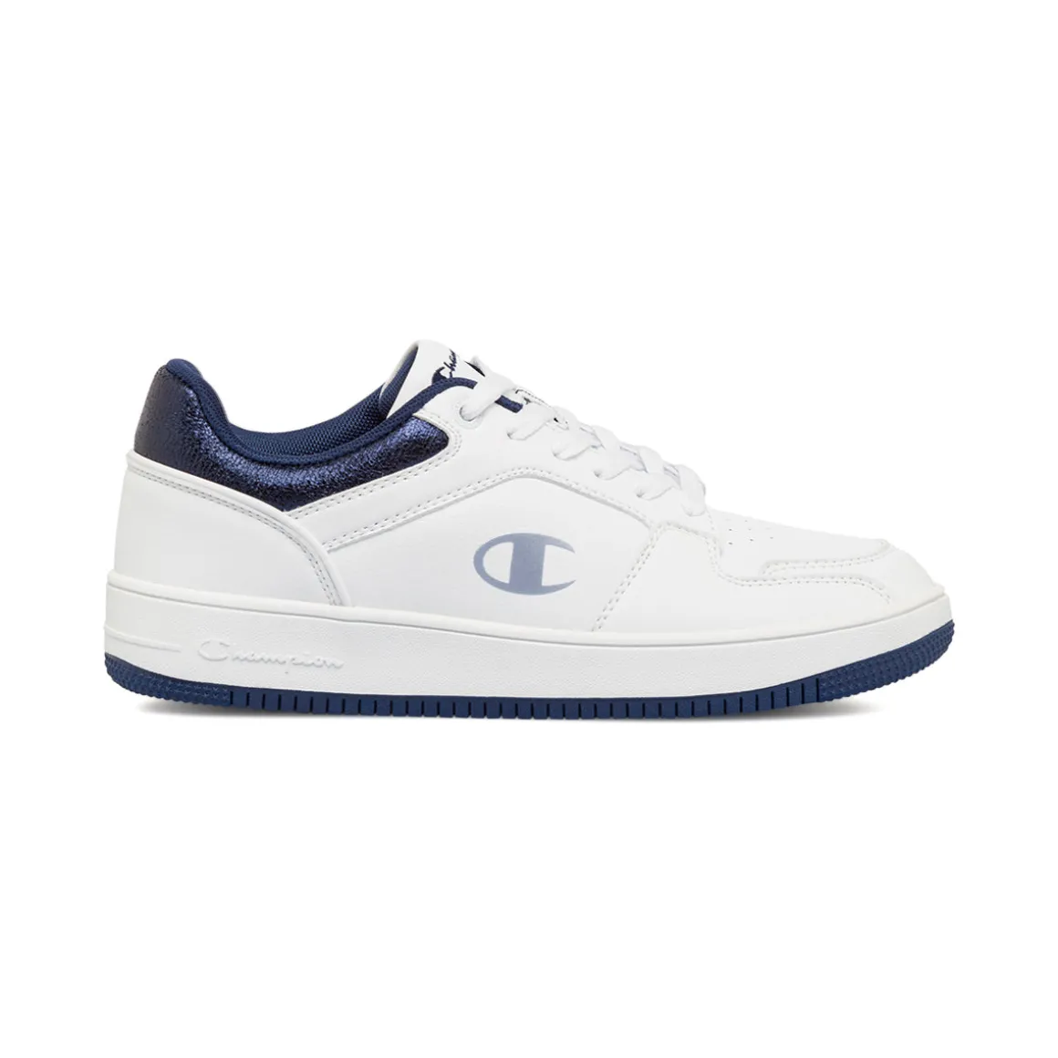 Sneakers da donna bianche e blu con logo Champion Low Foil