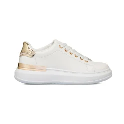 Sneakers da donna bianche Lora Ferres con dettagli in oro e suola platform