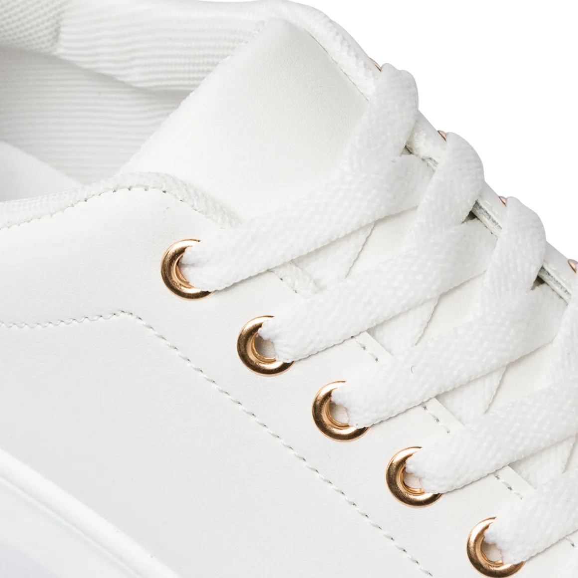 Sneakers da donna bianche Lora Ferres con dettagli in oro e suola platform