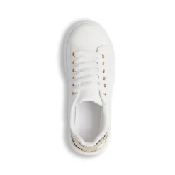 Sneakers da donna bianche Lora Ferres con dettagli in oro e suola platform