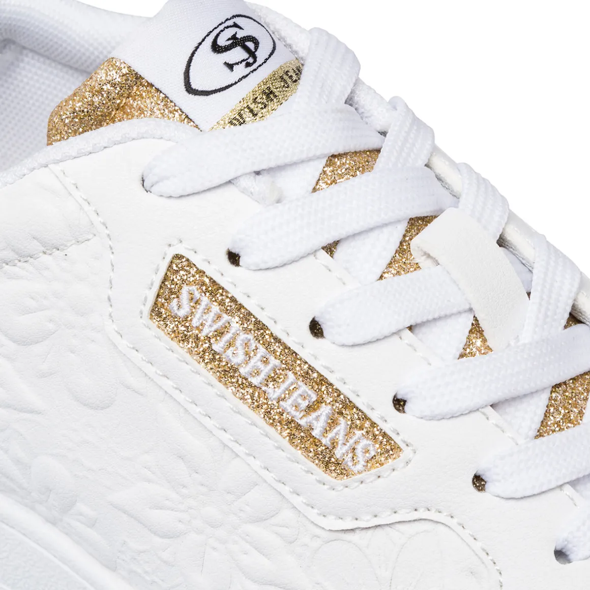 Sneakers da donna bianche con dettagli oro Swish Jeans