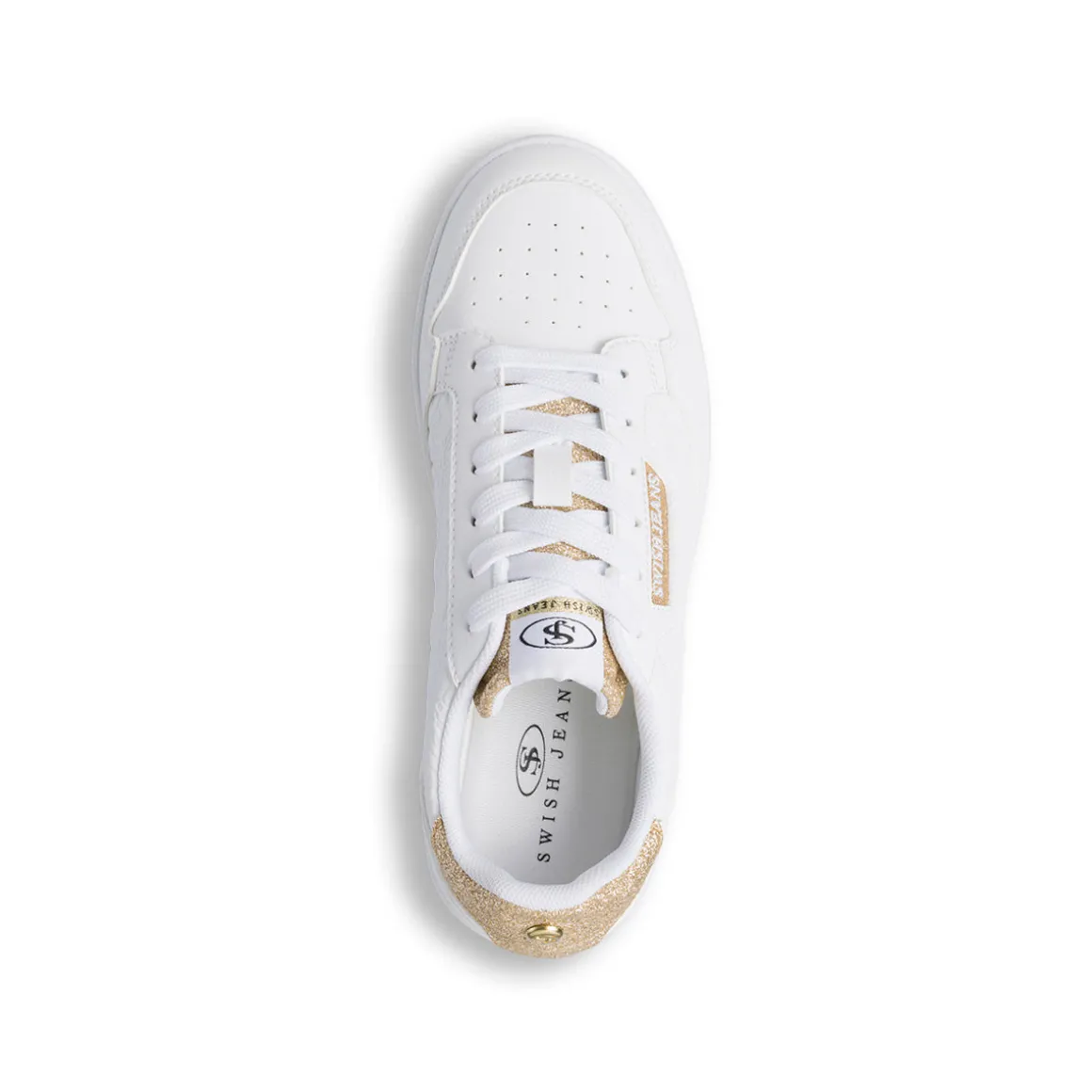 Sneakers da donna bianche con dettagli oro Swish Jeans