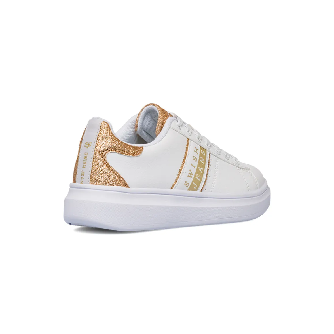 Sneakers da donna bianche con dettagli oro Swish Jeans