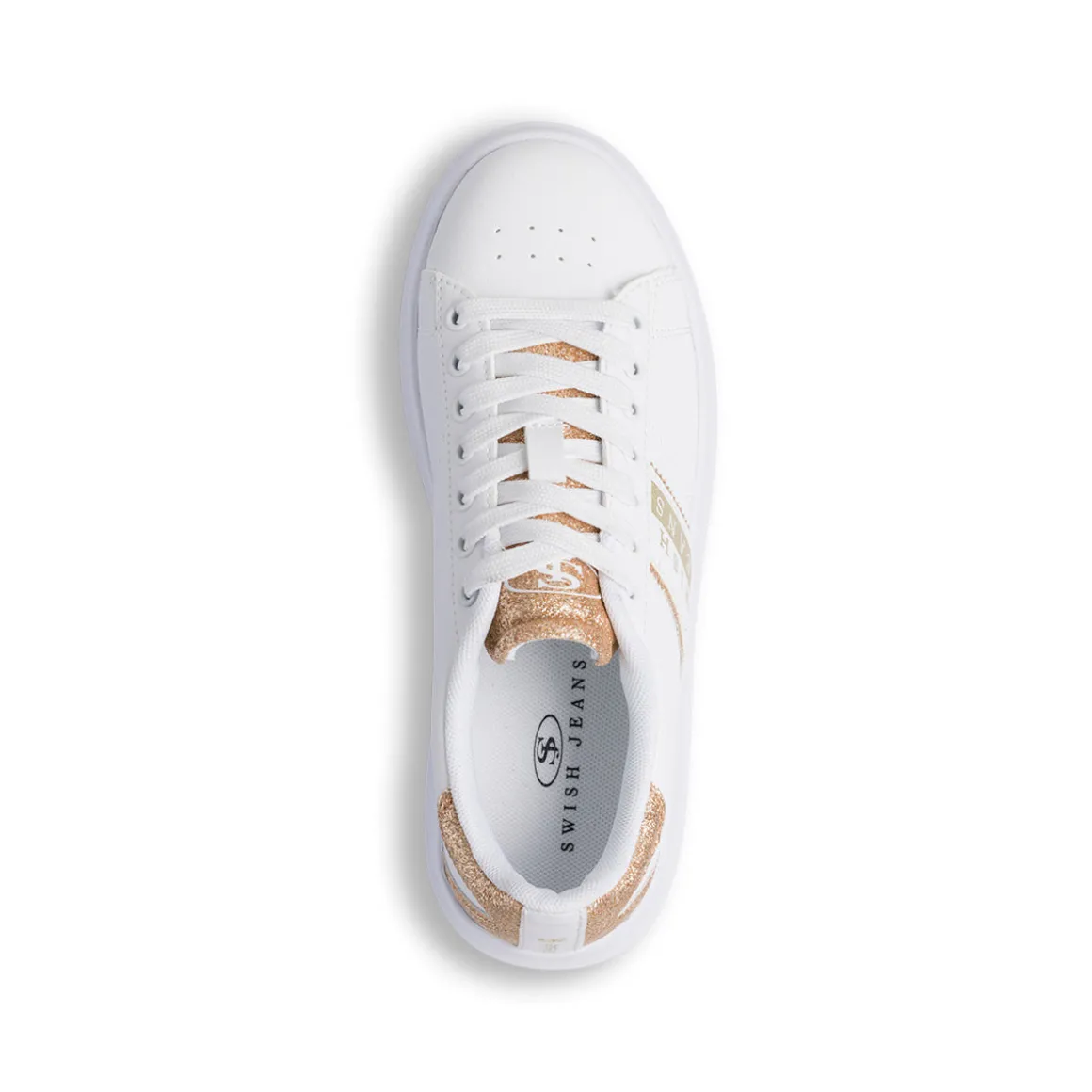 Sneakers da donna bianche con dettagli oro Swish Jeans