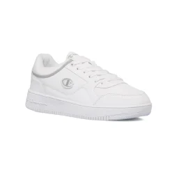 Sneakers da donna bianche con dettagli grigi e logo Champion Low Cut