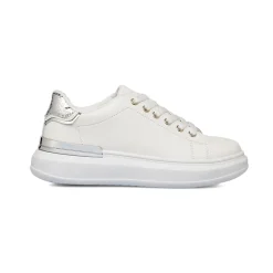 Sneakers da donna bianche Lora Ferres con dettagli argento e suola platform