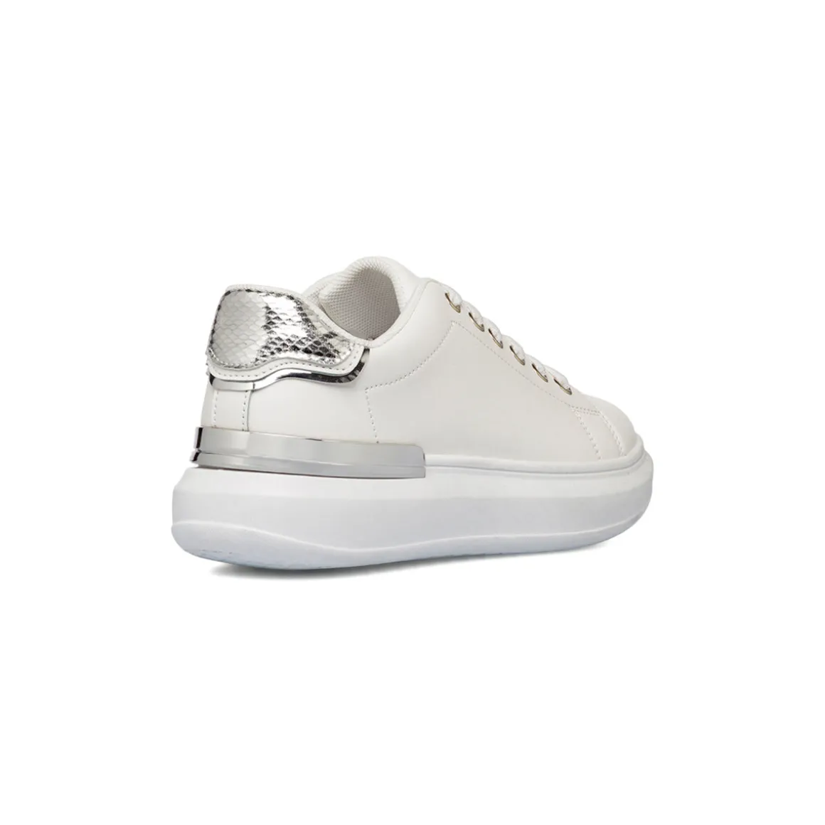 Sneakers da donna bianche Lora Ferres con dettagli argento e suola platform