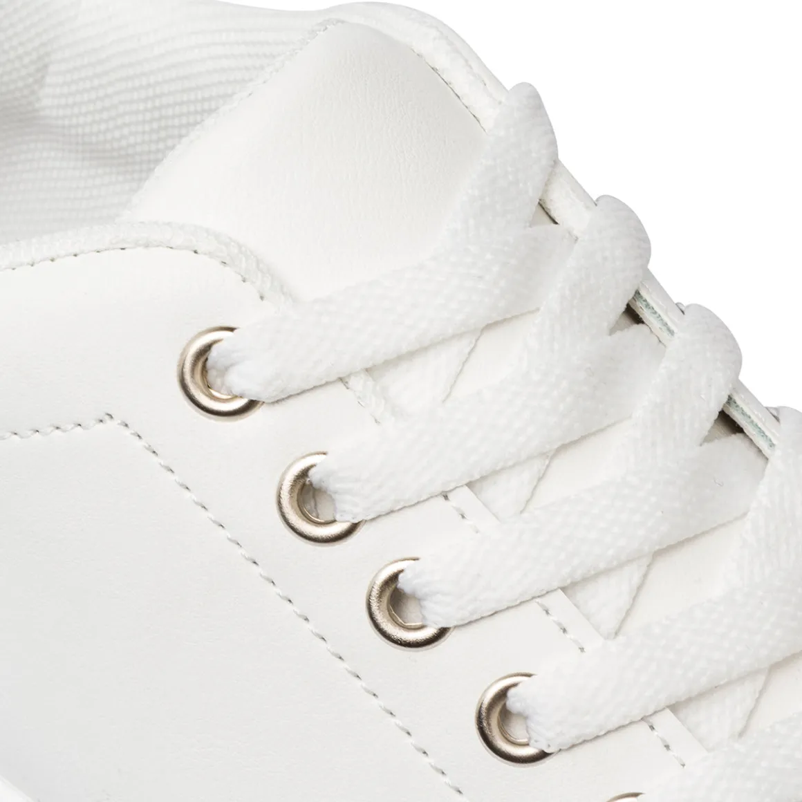 Sneakers da donna bianche Lora Ferres con dettagli argento e suola platform
