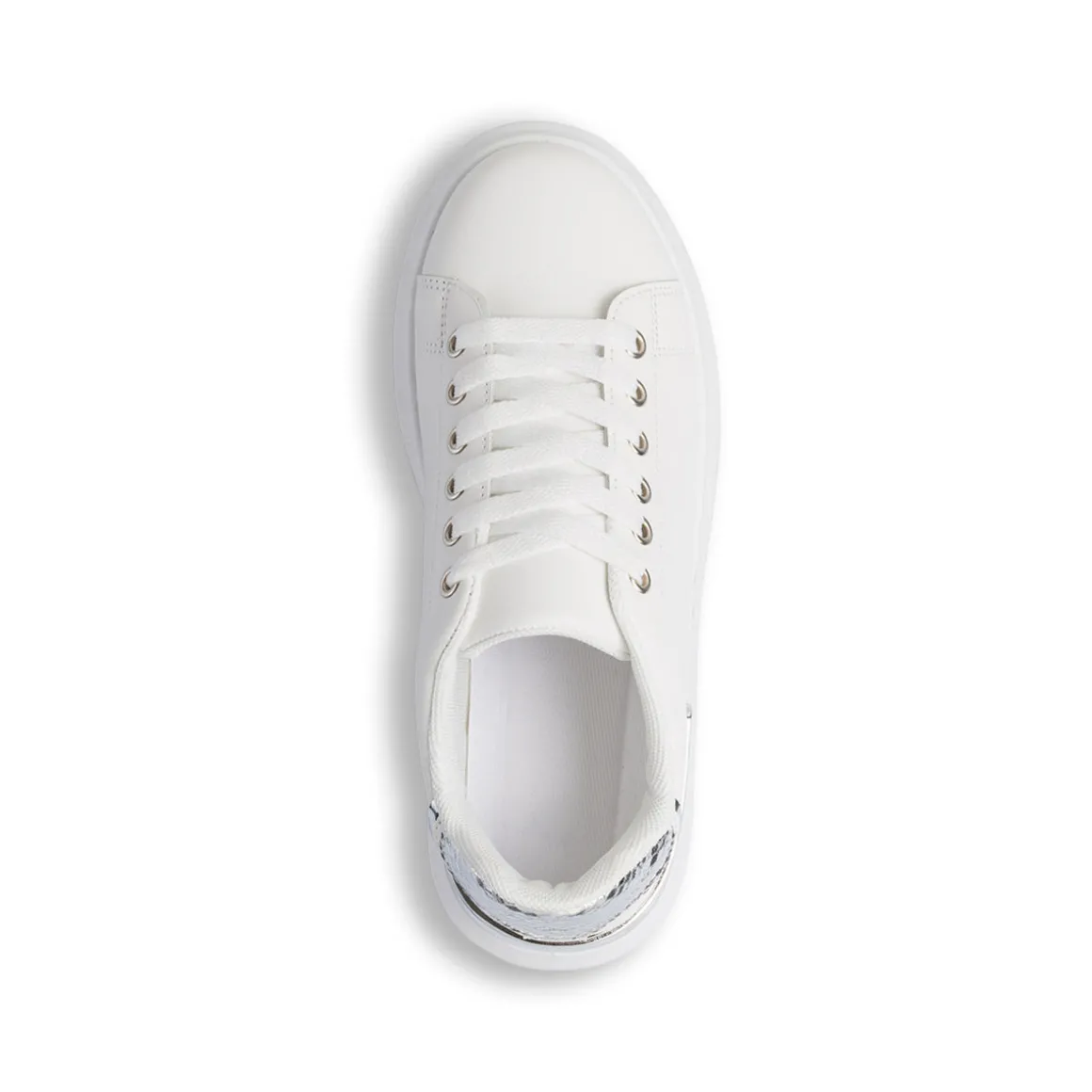 Sneakers da donna bianche Lora Ferres con dettagli argento e suola platform