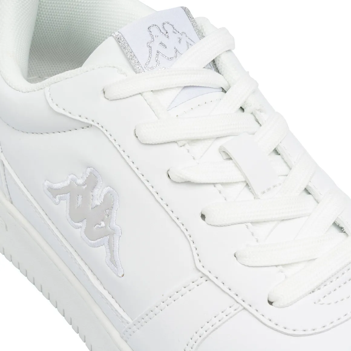 Sneakers da Donna Bianche con Lacci e Logo Laterale Tono su Tono Kappa