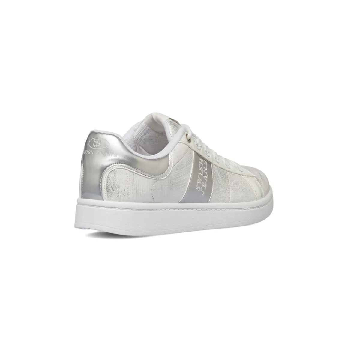 Sneakers da donna bianche con dettagli in argento Swish Jeans