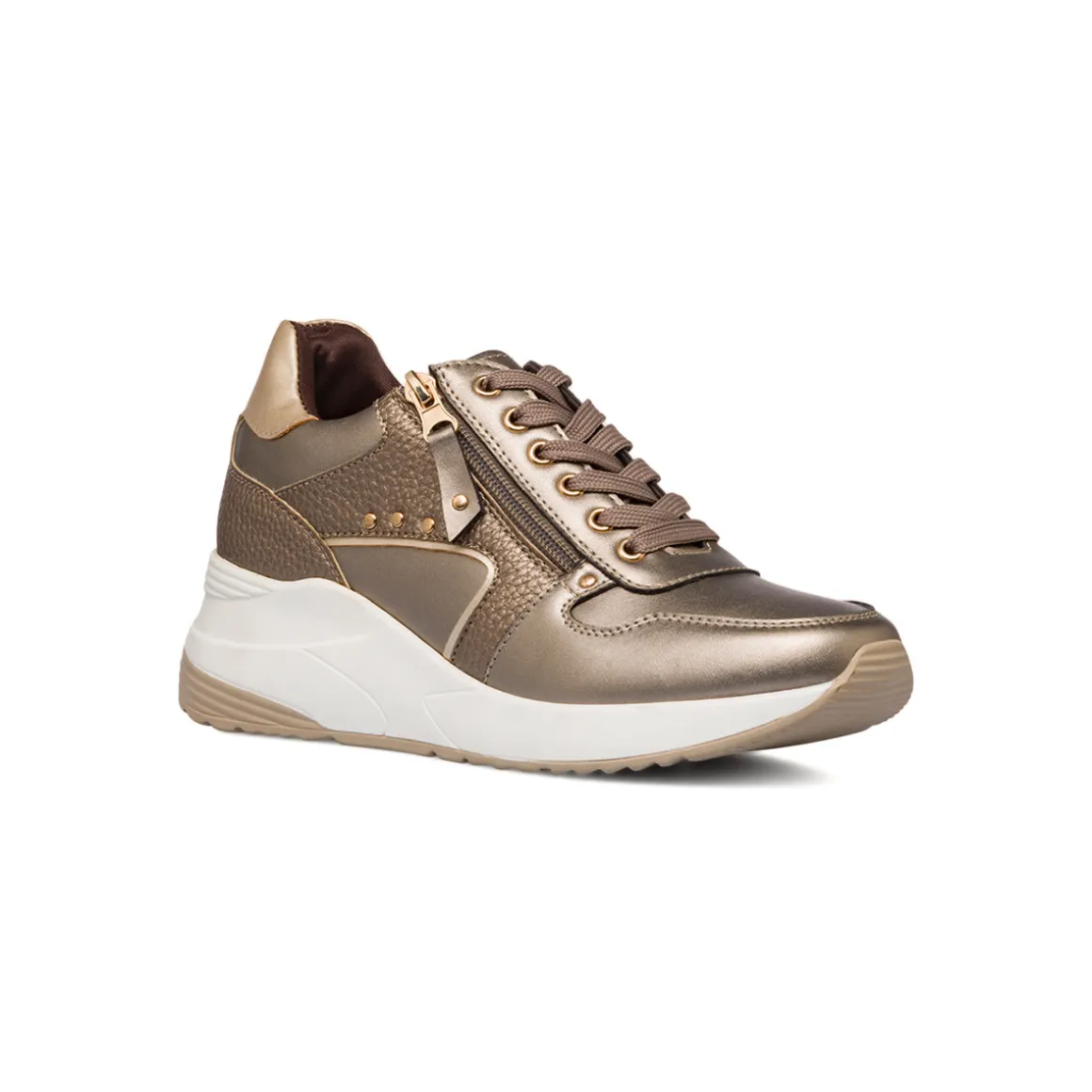 Sneakers da donna bronzo con borchie Lora Ferres