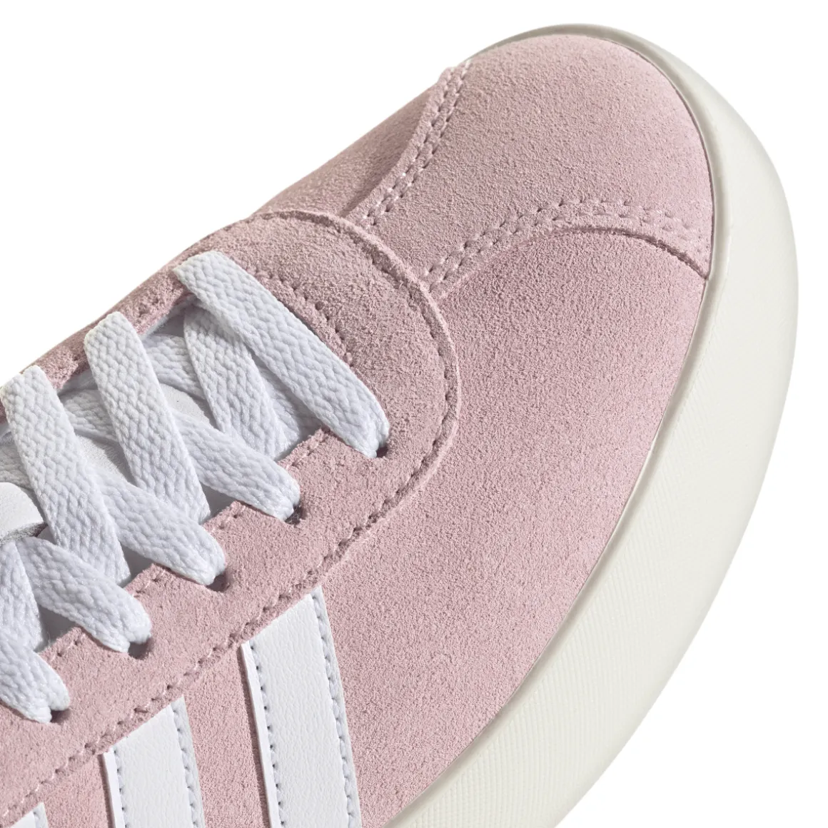 Sneakers da donna in pelle effetto scamosciato rosa e bianche adidas VL Court 3.0