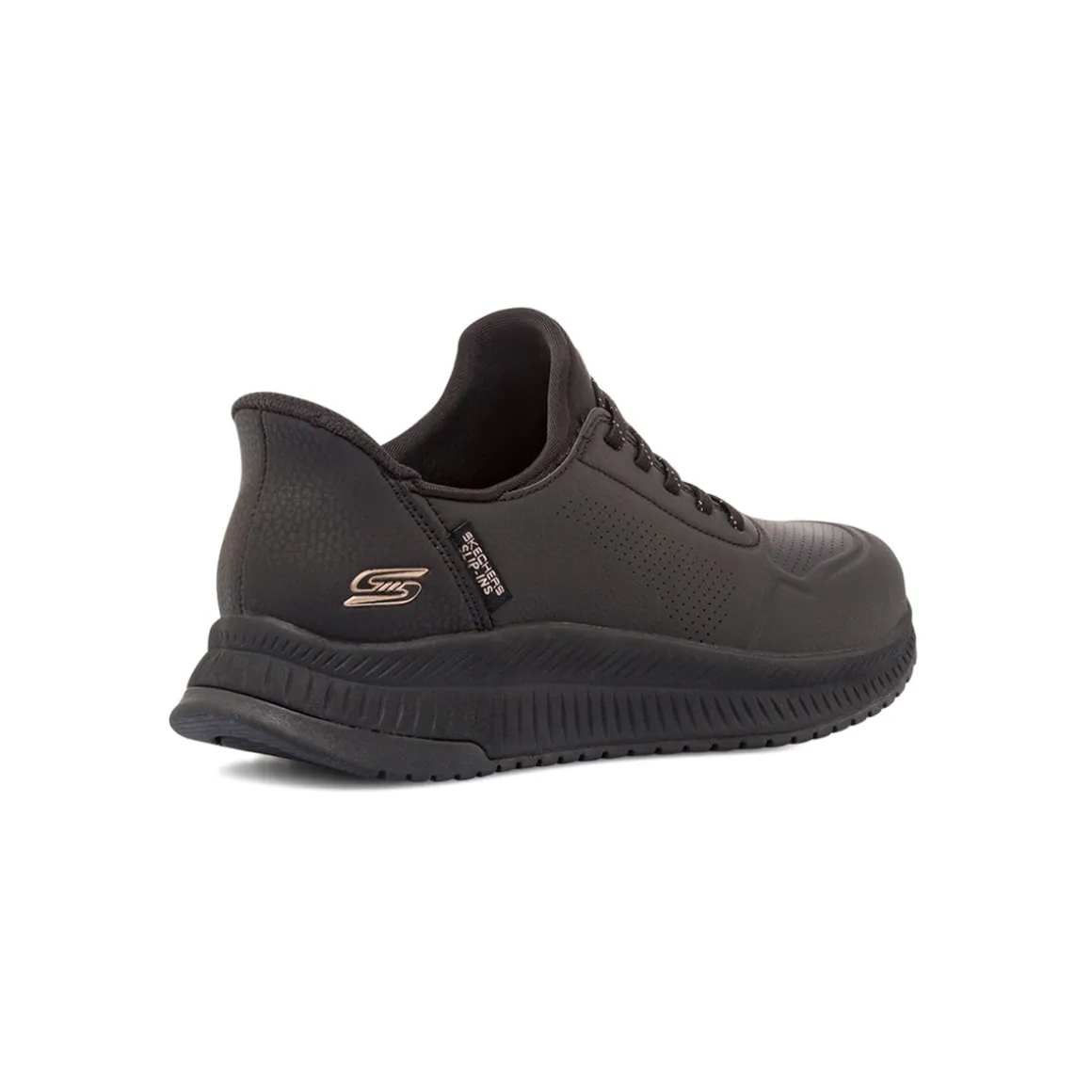Sneakers da donna nere con dettagli oro rosa Skechers BOBS Slip-Ins