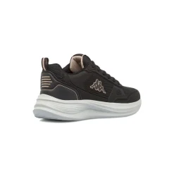 Sneakers da Donna Nere con Dettagli Beige e Suola Bianca Kappa