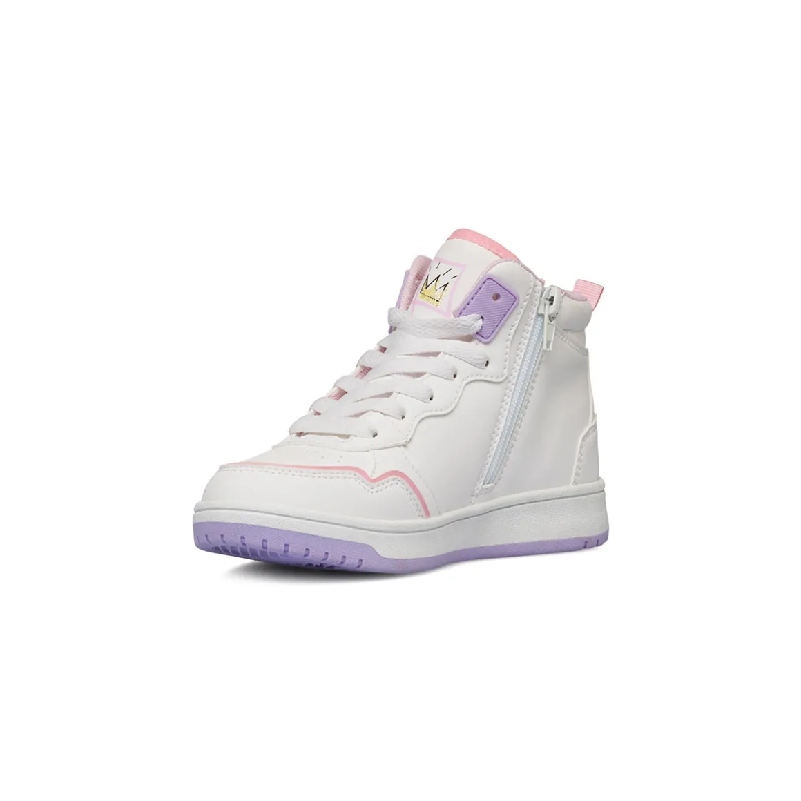 Sneakers da ragazza alte bianche e lilla con stampe Dieci Baci