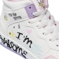 Sneakers da ragazza alte bianche e lilla con stampe Dieci Baci