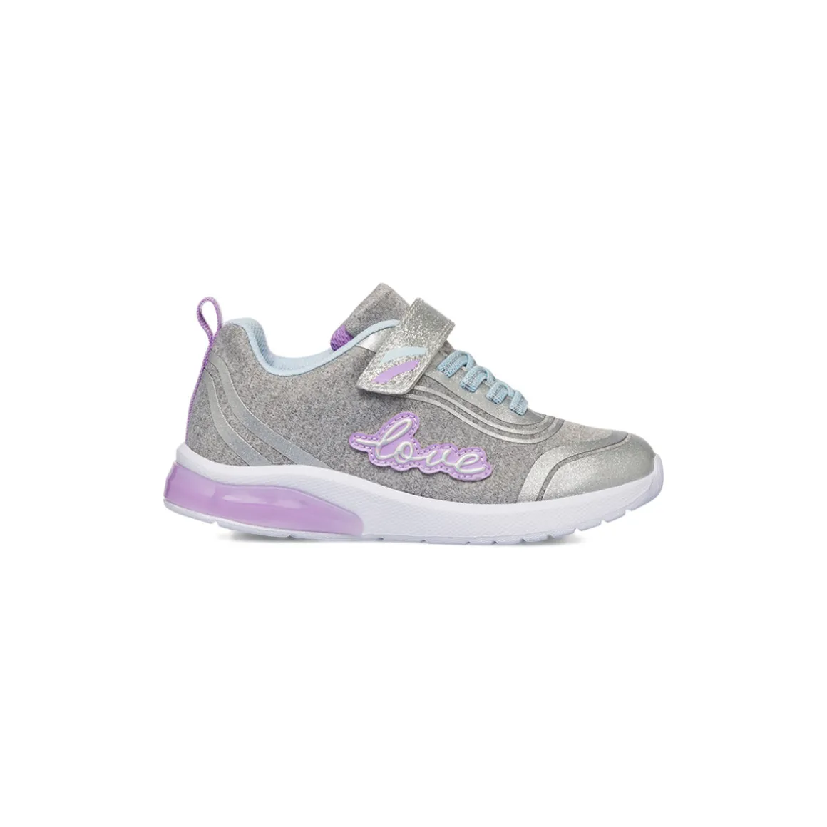 Sneakers da ragazza argento con glitter e luci Dieci Baci