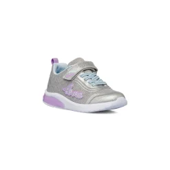 Sneakers da ragazza argento con glitter e luci Dieci Baci
