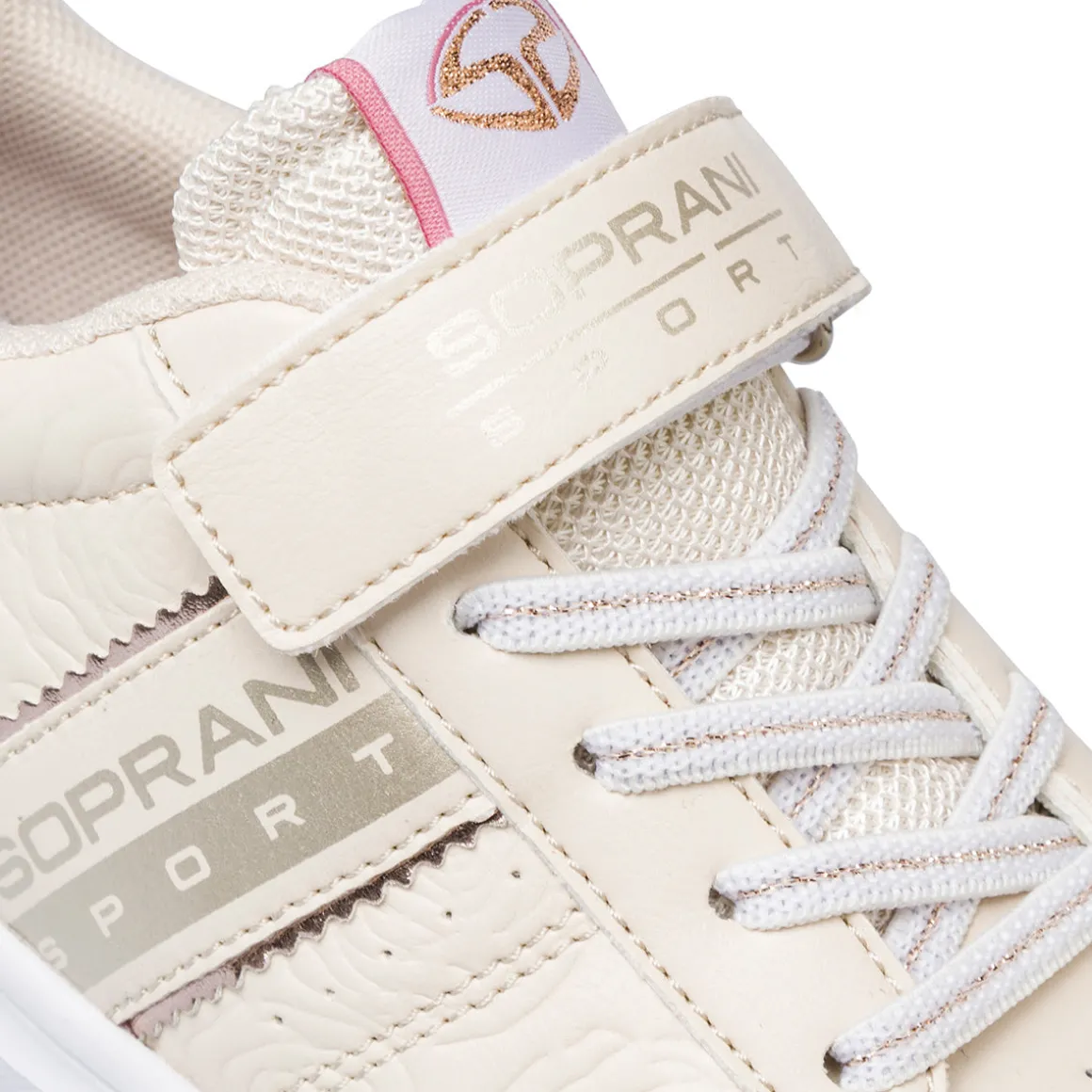Sneakers da ragazza beige con dettagli laminati Soprani Sport