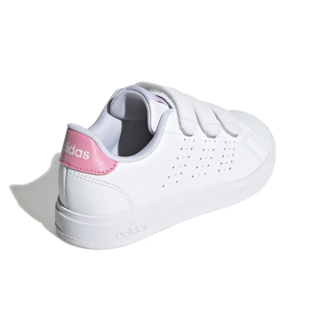 Sneakers da ragazza bianche e rose con tripla chiusura strappo Advantage 2.0 adidas