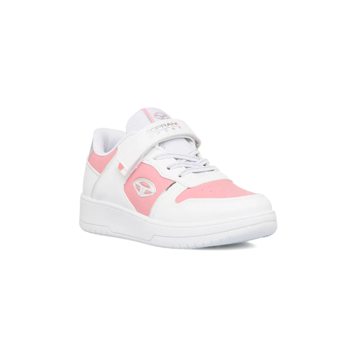 Sneakers da ragazza bianche con dettagli rosa e laminati Soprani Sport