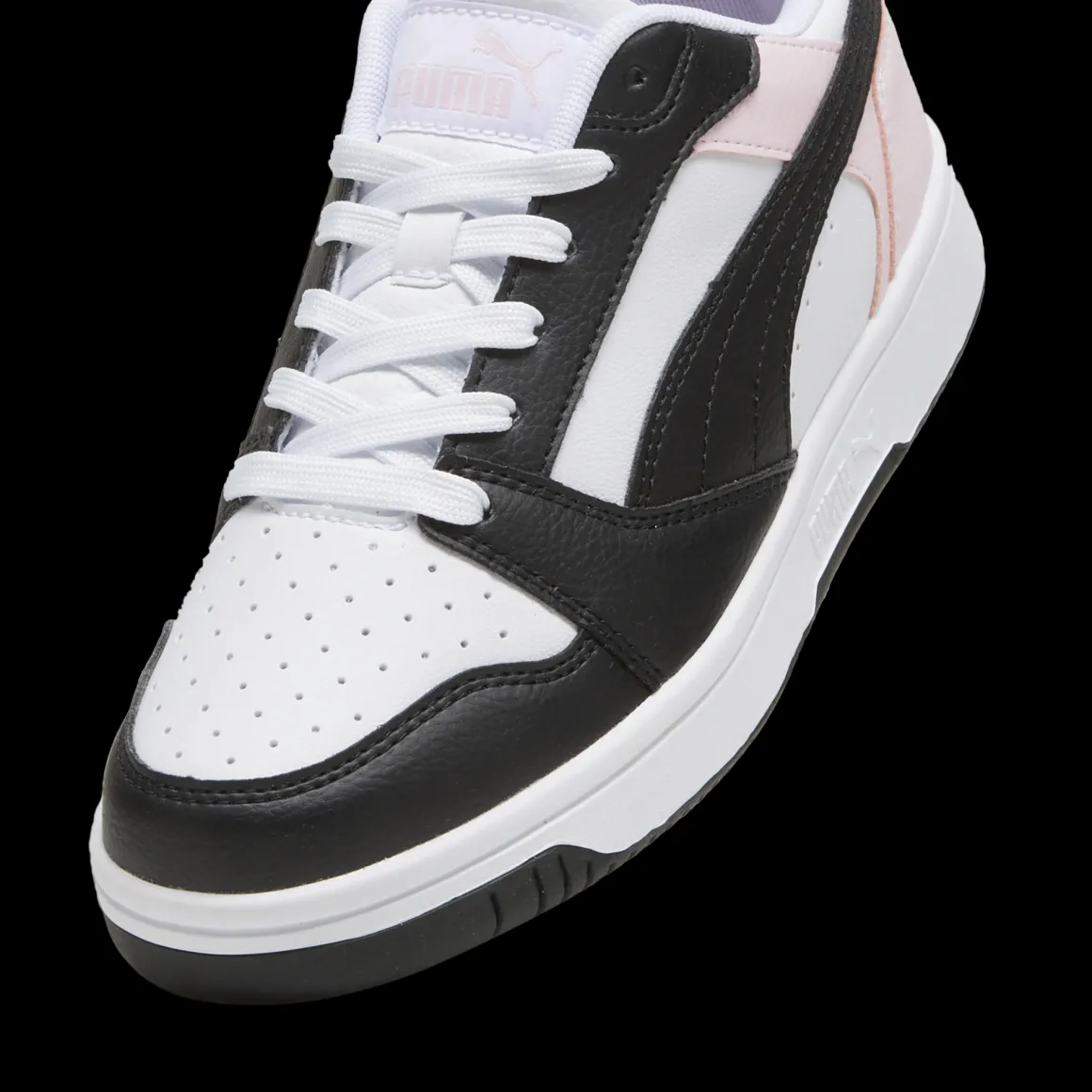 Sneakers da ragazza bianche e nere con dettagli rosa Puma Rebound V6