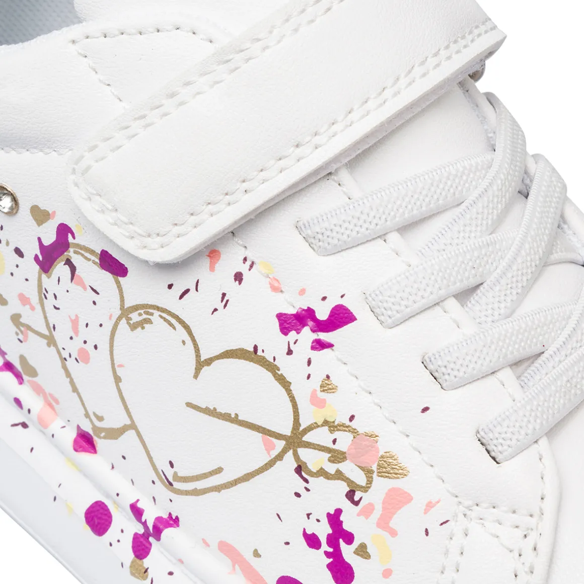 Sneakers da ragazza bianche con stampe e glitter Le scarpe di Alice