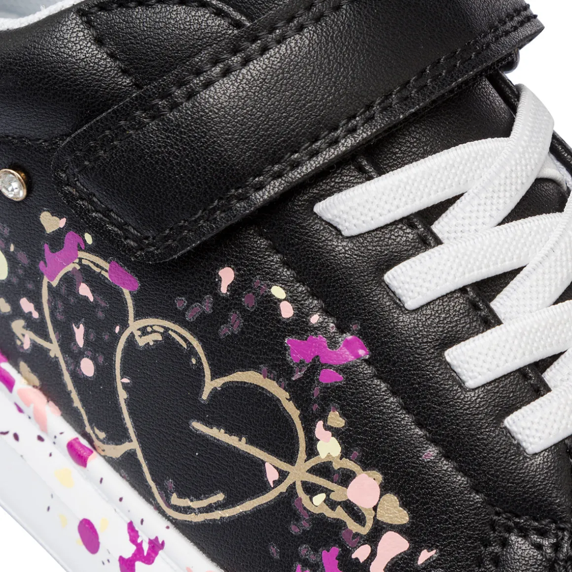 Sneakers da ragazza nere con stampe e glitter Le scarpe di Alice