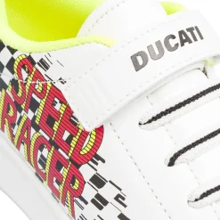 Sneakers da ragazzo bianche con dettagli e stampa Ducati