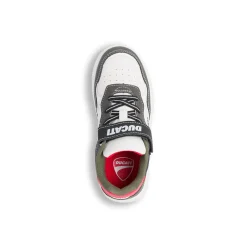 Sneakers da ragazzo bianche e grigie con logo Ducati