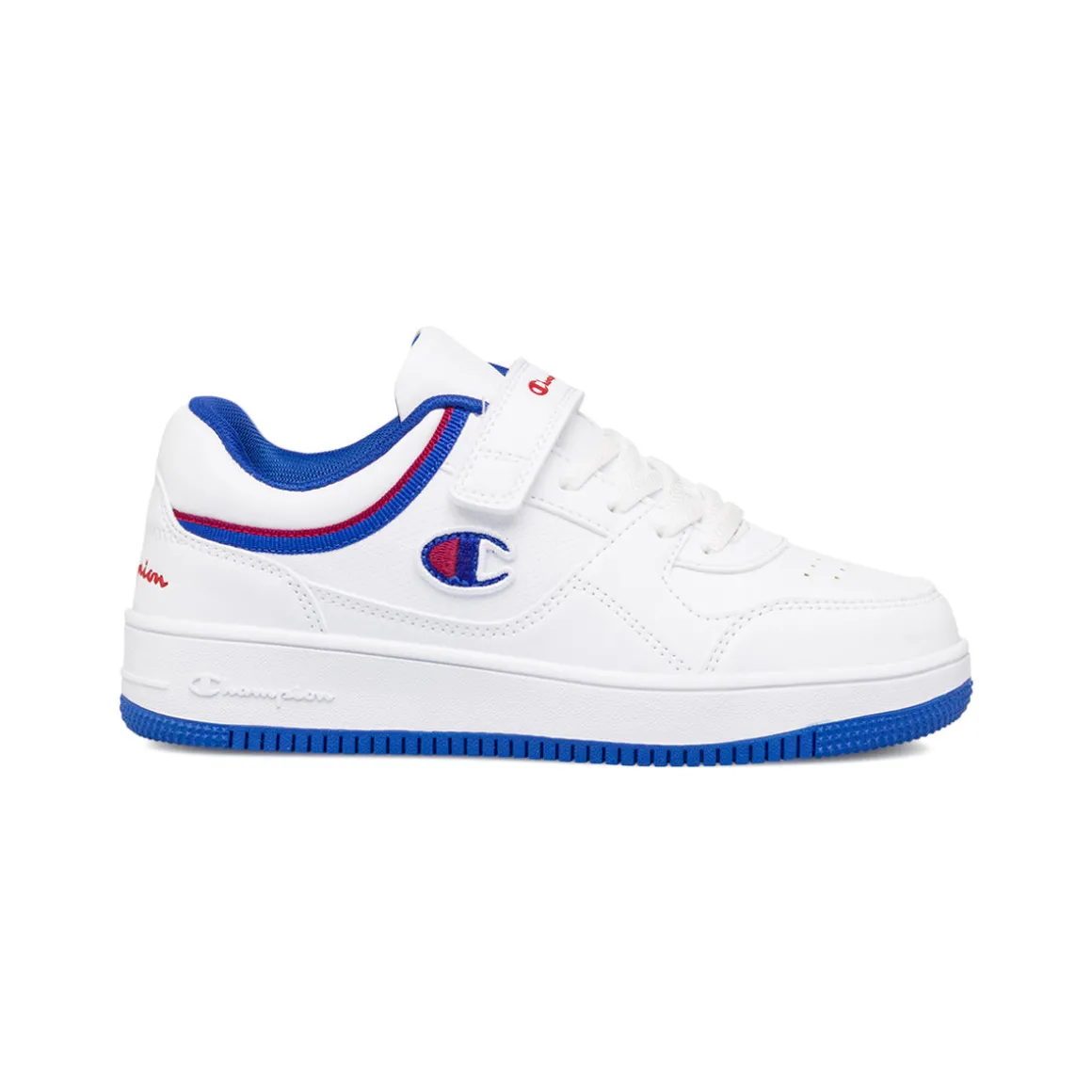 Sneakers da ragazzo bianche cobn dettagli blu e rossi Champion Rebound Low