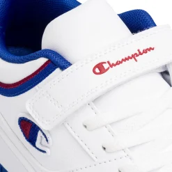 Sneakers da ragazzo bianche cobn dettagli blu e rossi Champion Rebound Low