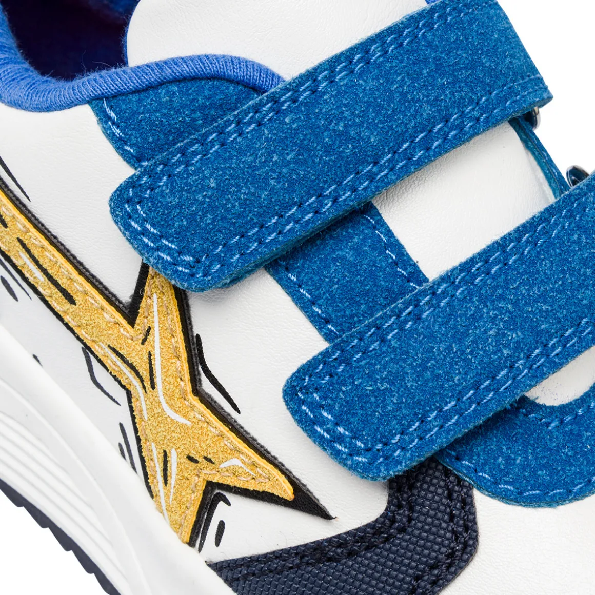 Sneakers da ragazzo bianche e blu con dettaglio Space Boy