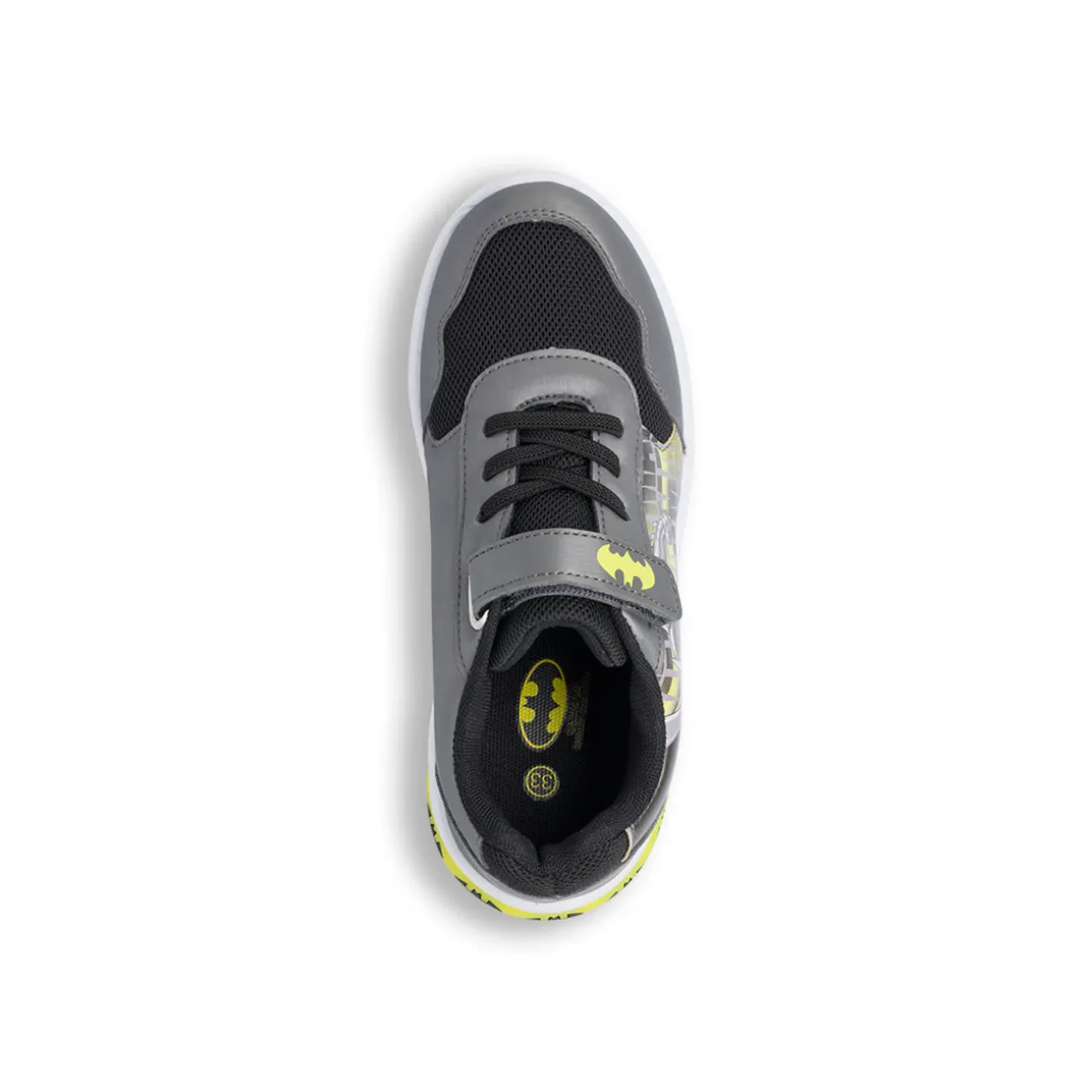Sneakers da ragazzo grigie e gialle con luci Batman