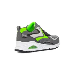 Sneakers da ragazzo grigie e verde fluo con suola ad aria Skechers Uno