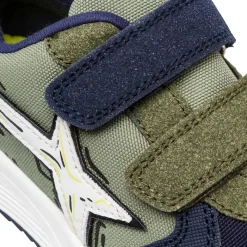 Sneakers da ragazzo verde militare e blu navy con dettagli bianchi e giallo lime Space Boy