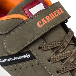 Sneakers da ragazzo verde militare con inserti arancioni Carrera Jeans
