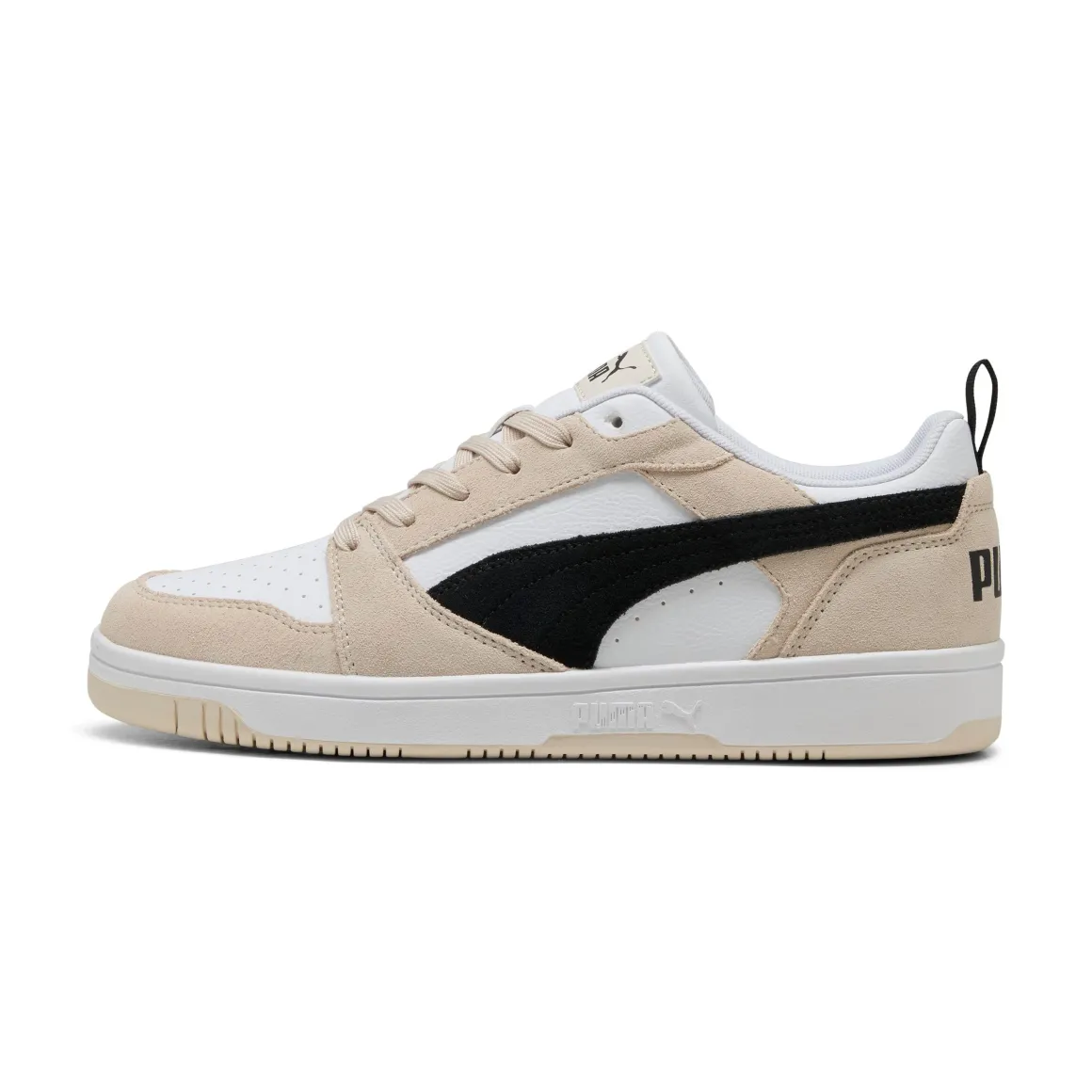 Sneakers da uomo beige e bianche con dettagli effetto scamosciato Puma Rebound v6 Low