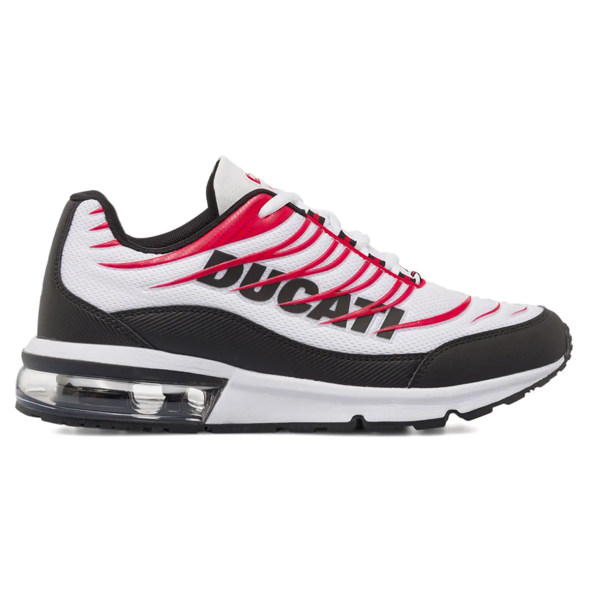 Sneakers da Uomo Bianche con Dettagli Rossi e Neri Suola Ammortizzata Ducati