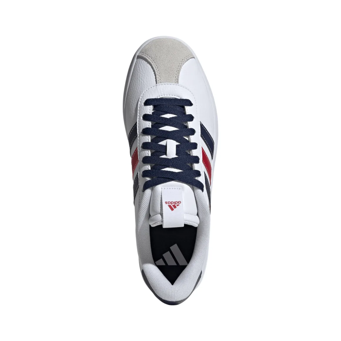 Sneakers da uomo bianche con dettagli blu e rossi adidas VL Court 3.0