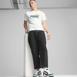 Sneakers da uomo bianche nere e verde scuro con logo Puma Rebound V6