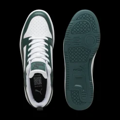 Sneakers da uomo bianche nere e verde scuro con logo Puma Rebound V6