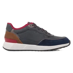 Sneakers da uomo blu con inserti effetto scamosciato Geox