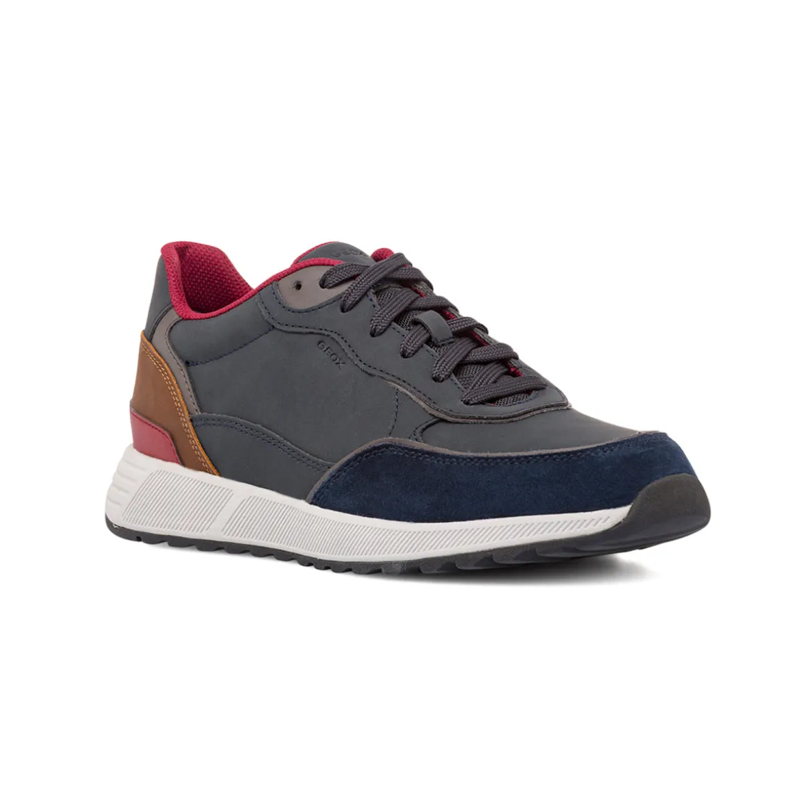 Sneakers da uomo blu con inserti effetto scamosciato Geox