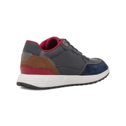 Sneakers da uomo blu con inserti effetto scamosciato Geox
