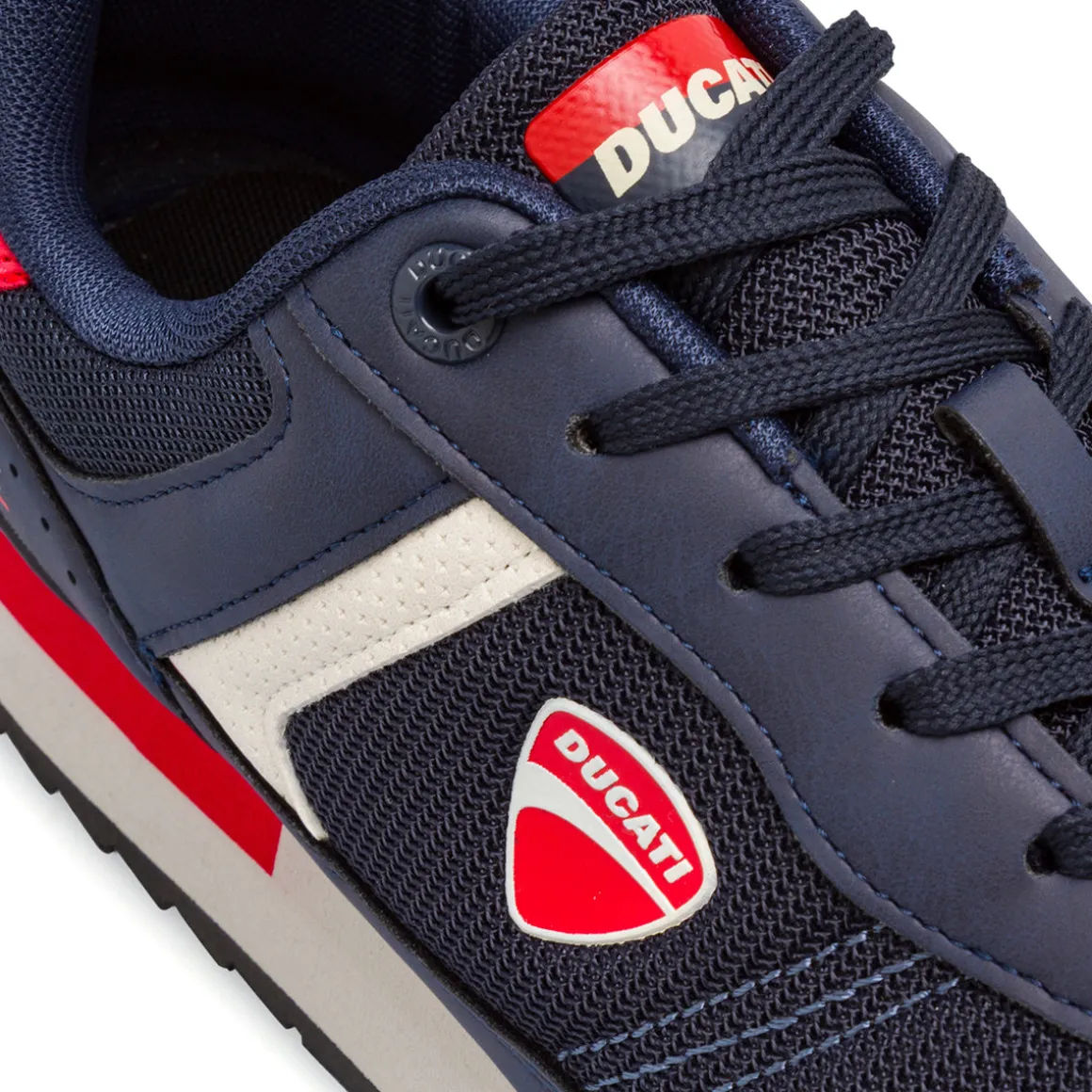 Sneakers da uomo blu con dettagli rossi e bianchi Ducati