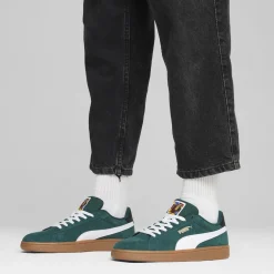 Sneakers da uomo in pelle verde scuro con logo Puma Smash 3.0